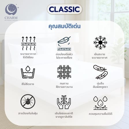 ชุดผ้าปูที่นอน 6ฟุต 5 ชิ้น CHARM รุ่น คลาสสิค DARK GREY ไม่รวมผ้านวมZ_2